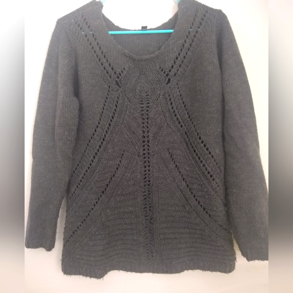 Women's grey sweater with eyelet detail | Maison Coupé | Size Medium